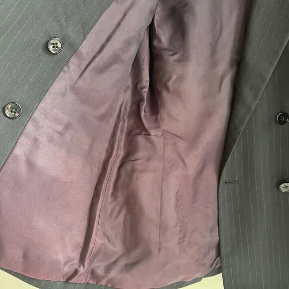 Vintage Ralph Ralph Lauren Double Breasted Pin Striped Navy Blue Blazer 8 - Picture 7 of 8